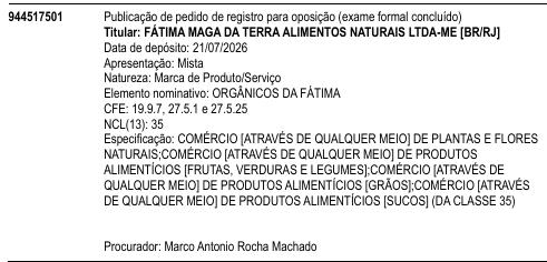 ORGÂNICOS DA FÁTIMA