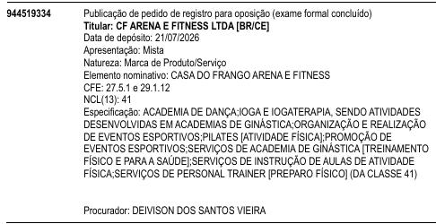 CASA DO FRANGO ARENA E FITNESS