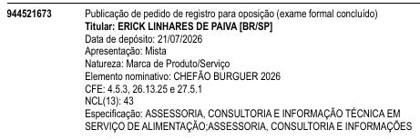 CHEFÃO BURGUER 2026