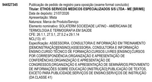 SOLATERM SOCIEDADE LATINO - AMERICANA DE TERMOLOGIA E TERMOGRAFIA EM SAÚDE