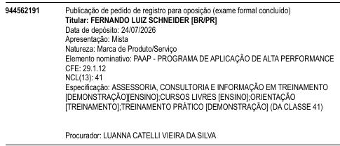 PAAP - PROGRAMA DE APLICAÇÃO DE ALTA PERFORMANCE