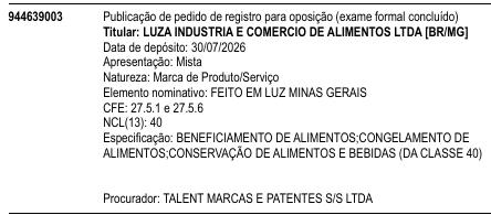 FEITO EM LUZ MINAS GERAIS
