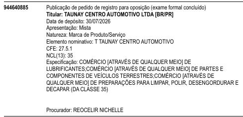 T TAUNAY CENTRO AUTOMOTIVO
