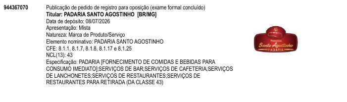 Página da RPI de PADARIA SANTO AGOSTINHO