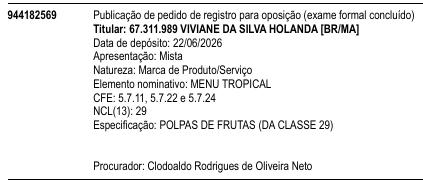 MENU TROPICAL