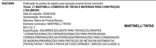 MARTINELLI TINTAS