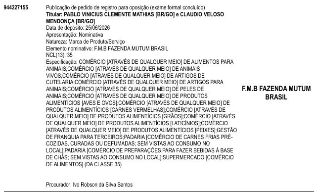 F.M.B FAZENDA MUTUM BRASIL