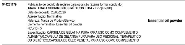 Essential oil powder