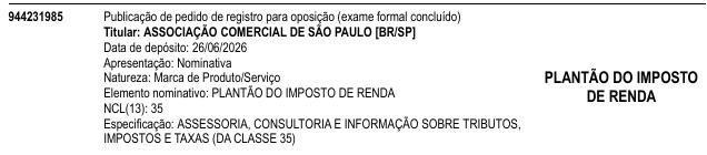 PLANTÃO DO IMPOSTO DE RENDA