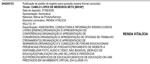 RENDA VITALÍCIA