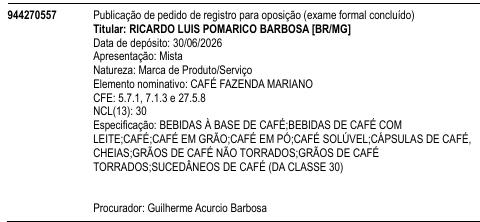 CAFÉ FAZENDA MARIANO
