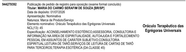 Oráculo Terapêutico das Egrégoras Universais Oráculo Terapêutico das