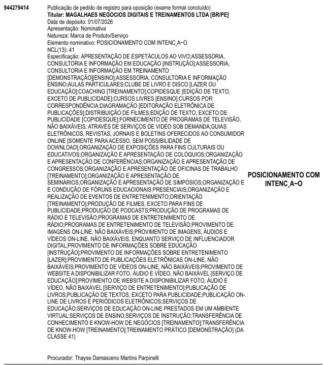 POSICIONAMENTO COM INTENC¸A~O