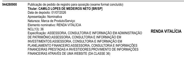 RENDA VITALÍCIA