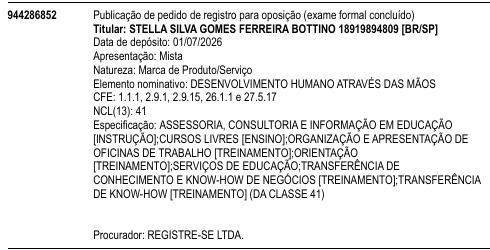 DESENVOLVIMENTO HUMANO ATRAVÉS DAS MÃOS