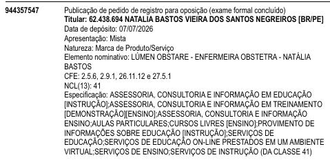 LÚMEN OBSTARE - ENFERMEIRA OBSTETRA - NATÁLIA BASTOS