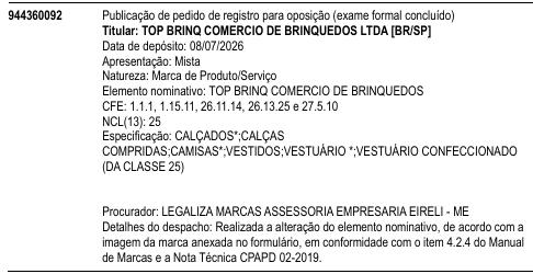 TOP BRINQ COMERCIO DE BRINQUEDOS