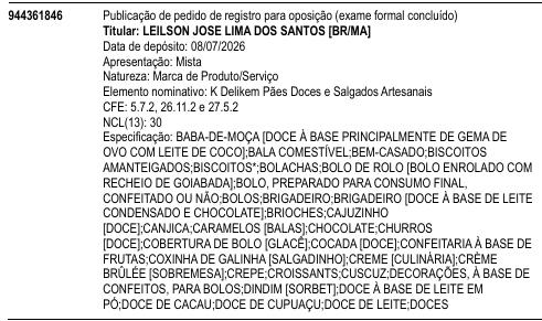K Delikem Pães Doces e Salgados Artesanais