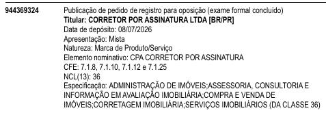 CPA CORRETOR POR ASSINATURA