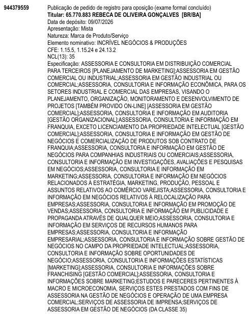 INCRÍVEL NEGÓCIOS & PRODUÇÕES