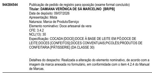 Doce artesanal da vera