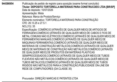 TORTORELLA MATERIAIS PARA CONSTRUÇÃO