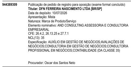 AND CONSULTING ASSESSORIA E CONSULTORIA EMPRESARIAL