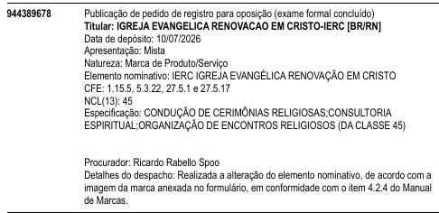 IERC IGREJA EVANGÉLICA RENOVAÇÃO EM CRISTO