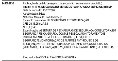 HR SEGURANÇA E TERCEIRIZAÇÃO