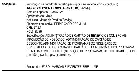 PRIME CARD PREMIUM