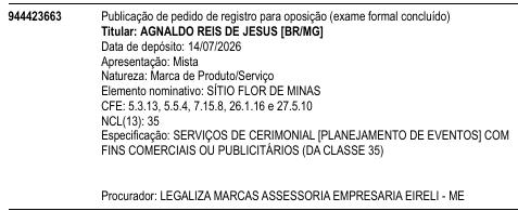 SÍTIO FLOR DE MINAS
