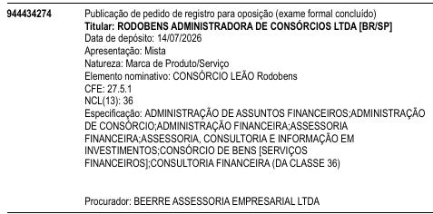 CONSÓRCIO LEÃO Rodobens