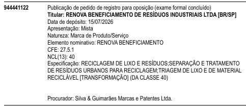 RENOVA BENEFICIAMENTO
