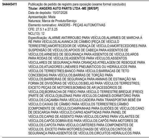 ANGERS - PEÇAS AUTOMOTIVAS