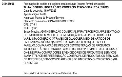 OPTA SUPRIMENTOS