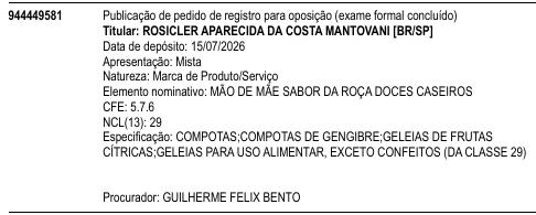MÃO DE MÃE SABOR DA ROÇA DOCES CASEIROS