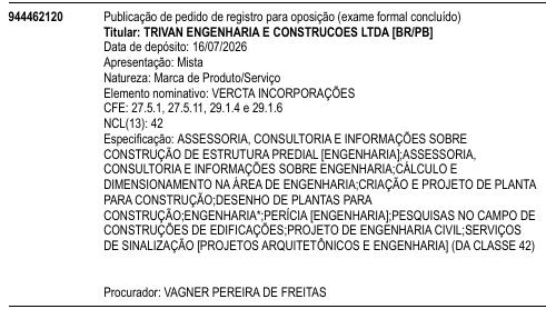 VERCTA INCORPORAÇÕES