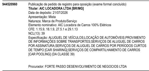 AIC Locadora de Carros 100% Elétricos