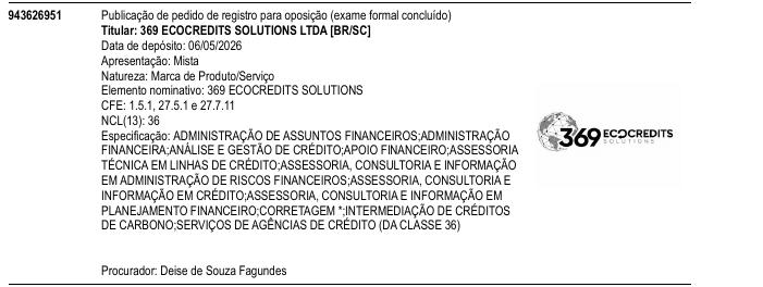 369 ECOCREDITS SOLUTIONS