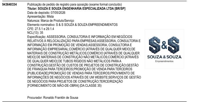 S & S SOUZA & SOUZA EMPREENDIMENTOS