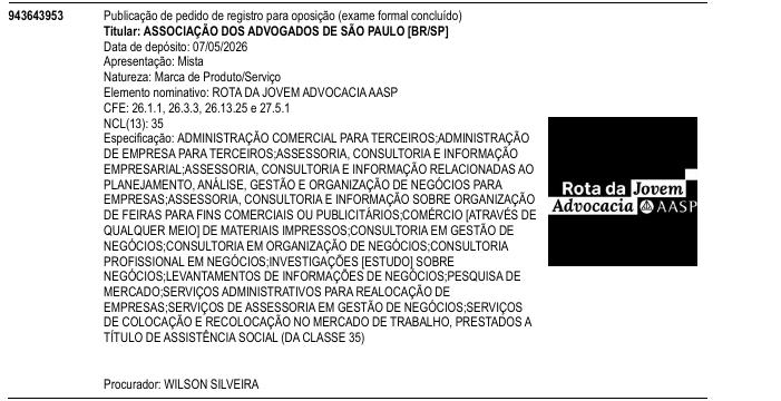 ROTA DA JOVEM ADVOCACIA AASP