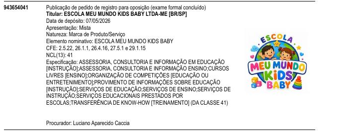 ESCOLA MEU MUNDO KIDS BABY