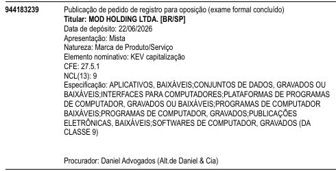KEV capitalização