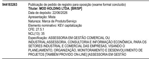 KEV capitalização