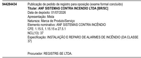 ANF SISTEMAS CONTRA INCÊNDIO
