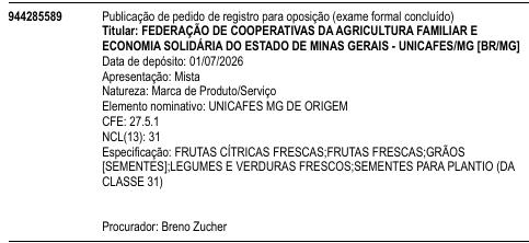 UNICAFES MG DE ORIGEM