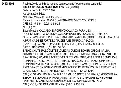 40X20 QUARENTA POR VINTE COURT PRO