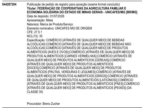 UNICAFES MG DE ORIGEM