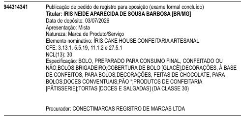 ÍRIS CAKE HOUSE CONFEITARIA ARTESANAL