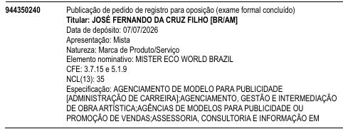 MISTER ECO WORLD BRAZIL